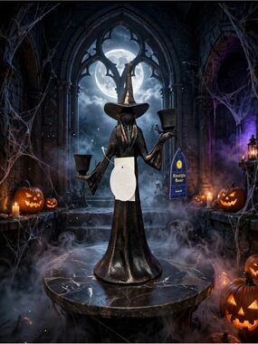 TJMAXX Viral Halloween Witch Metal Candle Holder Rare Gothic Decor Dual Cup NWT